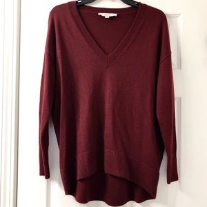LOFT Maroon V-Neck Sweater NWOT